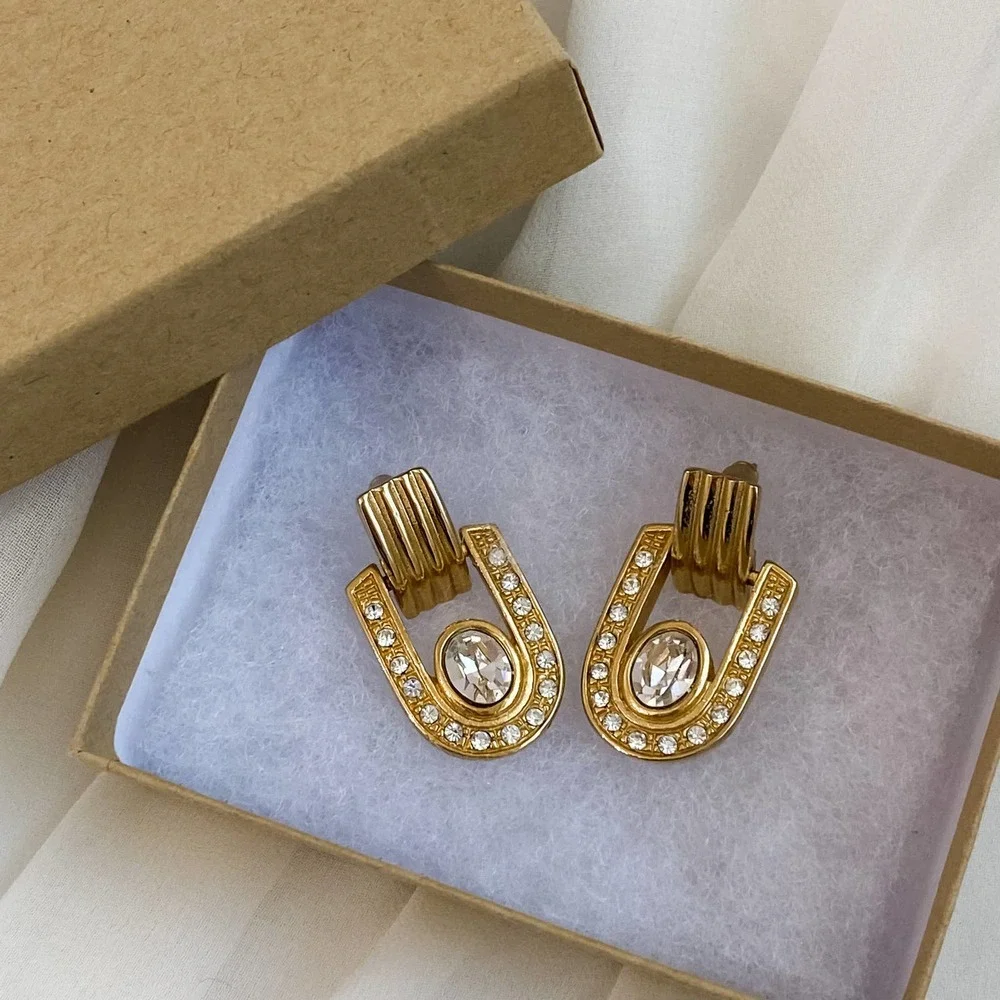 VTG Gold U Shape Door Knocker Earrings